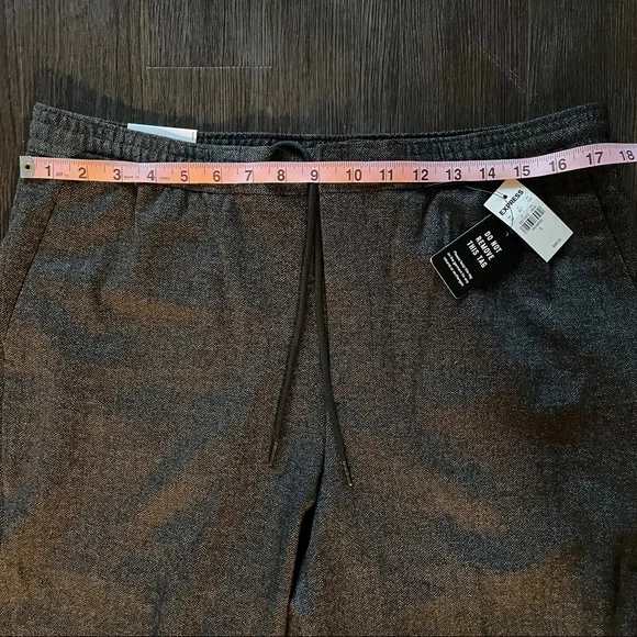 Express Extra Slim Charcoal Herringbone Luxe Comfort Soft Jogger Dress Pant - Picture 9 of 9